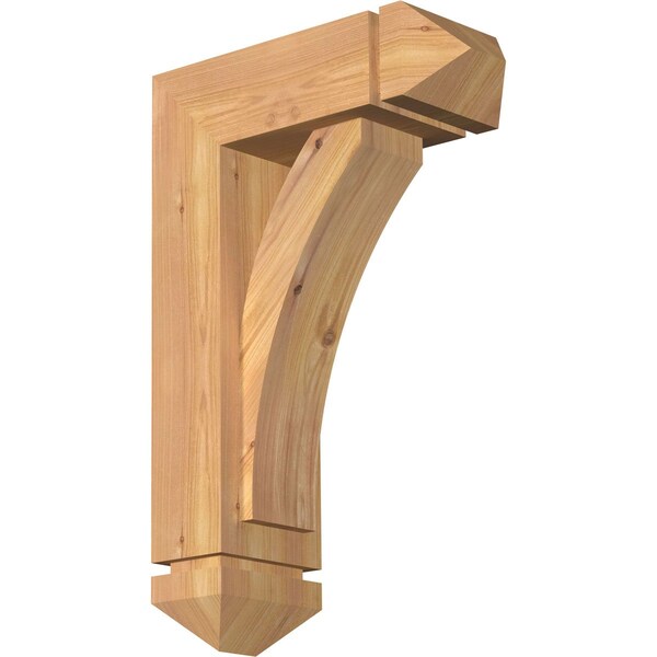 Ekena Millwork Thorton Arts and Crafts Smooth Bracket w/ Offset Brace, Western Red Cedar, 5 1/2"W x 14"D x 22"H BKT0604X14X22THR03SWR - main